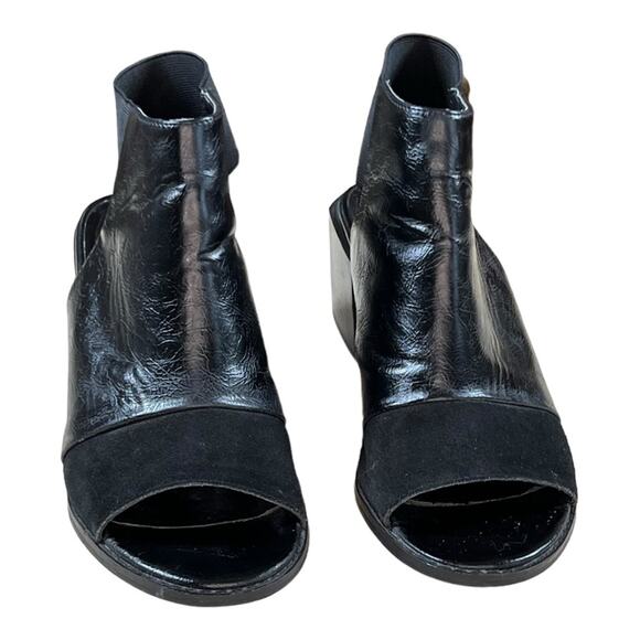 Urban Outfitters Black Leather And Suede Peep Toe Bootie - Picture 3 of 6